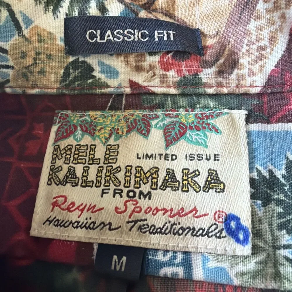 Reyn Spooner Mele Kalikimaka Vtg XMAS Santa Postcard Aloha Shirt Mens M Limited